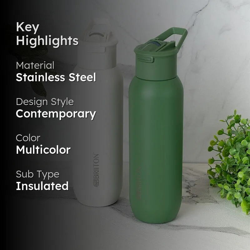 Sleek Sip Hot & Cold Thermos Water Bottle (White & Green, 630 mL Each) - Set Of Two media 2