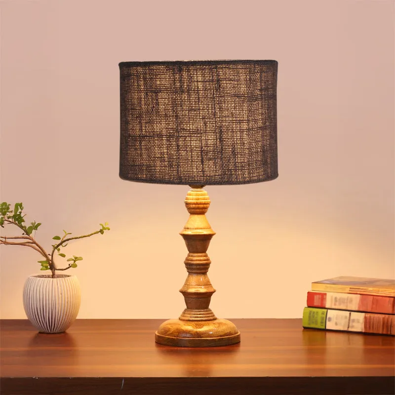 Sienna I Timber Wooden Table Lamp - Grey,Brown media 2