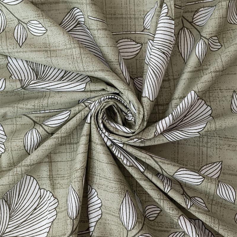Manora Floral Cotton Bedsheet (Olive Green) - 144 TC media 5