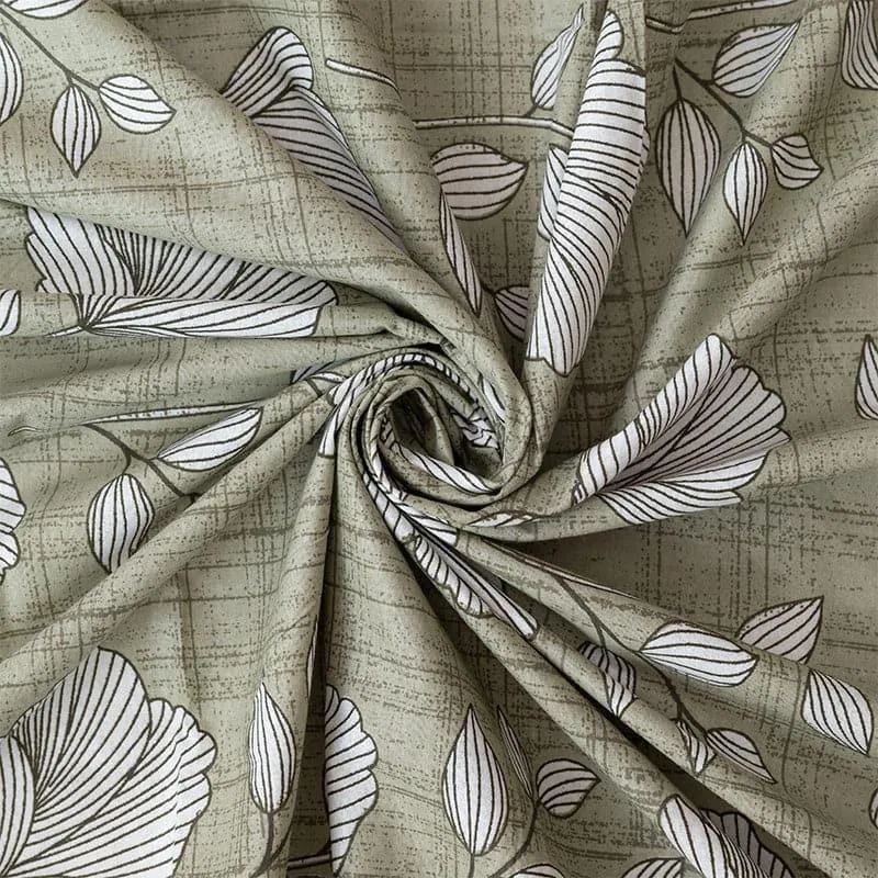 Manora Floral Cotton Bedsheet (Olive Green) - 144 TC media 5