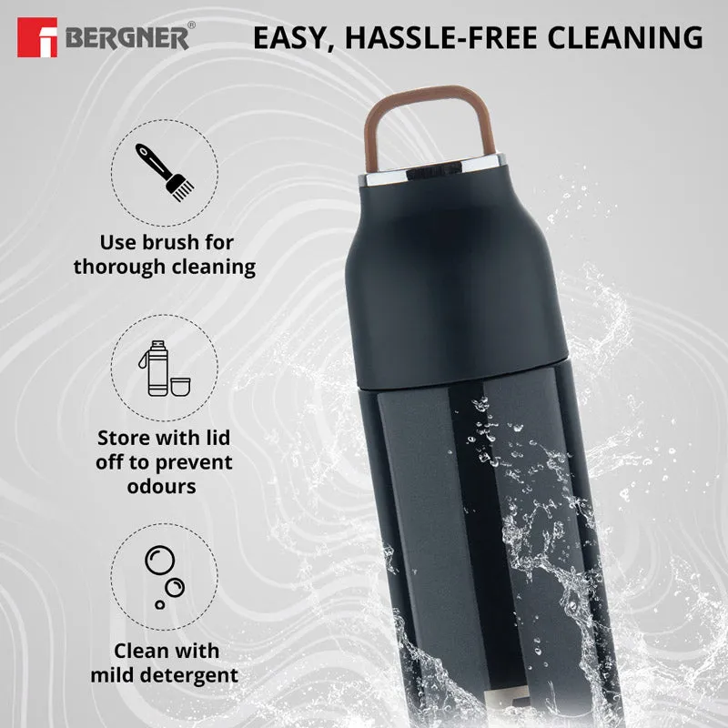 Bergner Walking Aquazest Thermosteel Hot And Cold Flask (Black) - 350 mL media 4