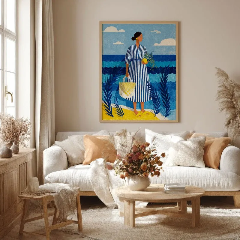 Golden Sand Canvas Wall Painting - Brown Frame media 4