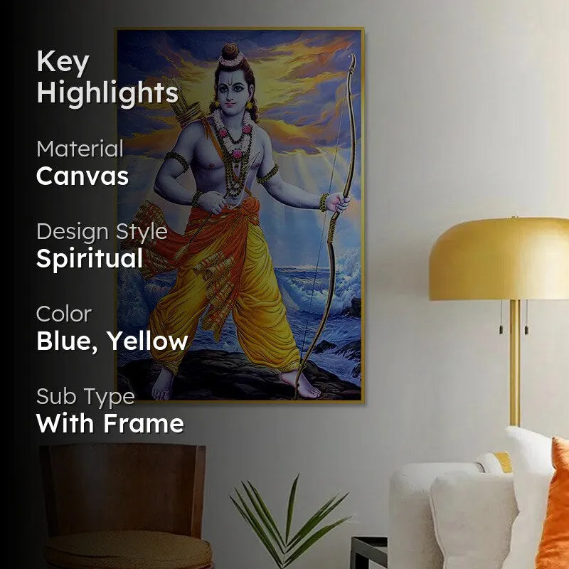 Ramachandra Dharma Spiritual Canvas Wall Painting With Frame - Gold media 2