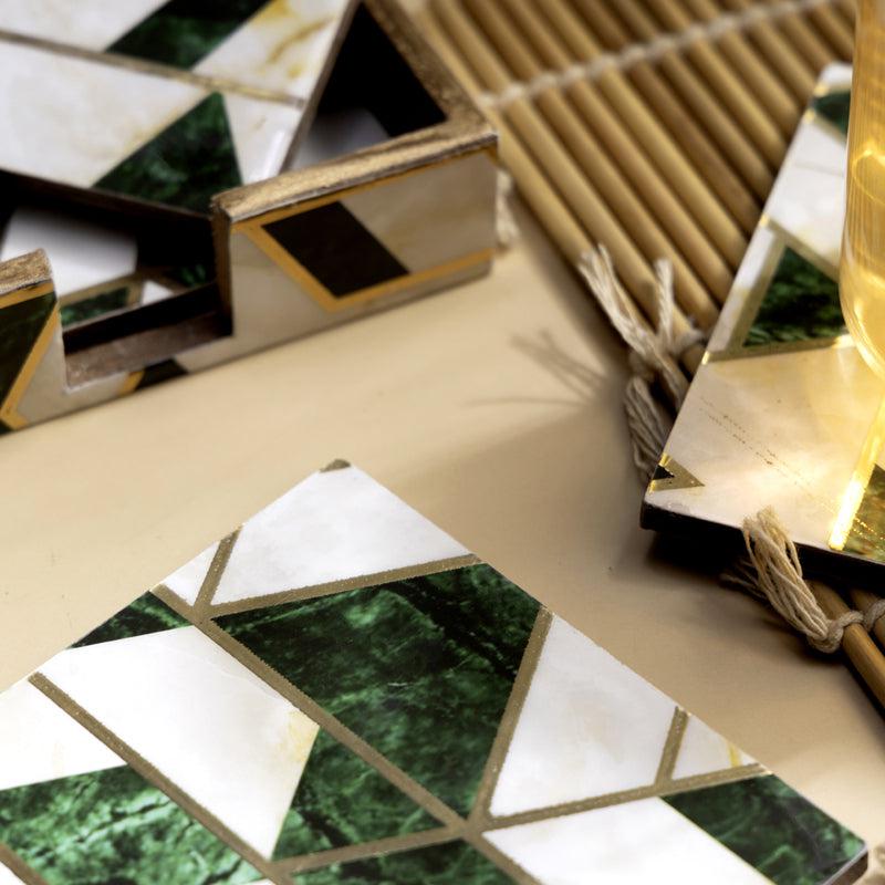 Green Block Coaster With Stand - Five Piece Set media 3