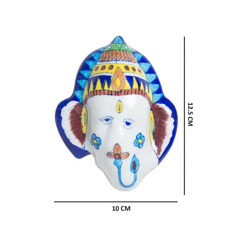 Ganesha Pottery Ceramic Wall Accent - Blue,White media 7