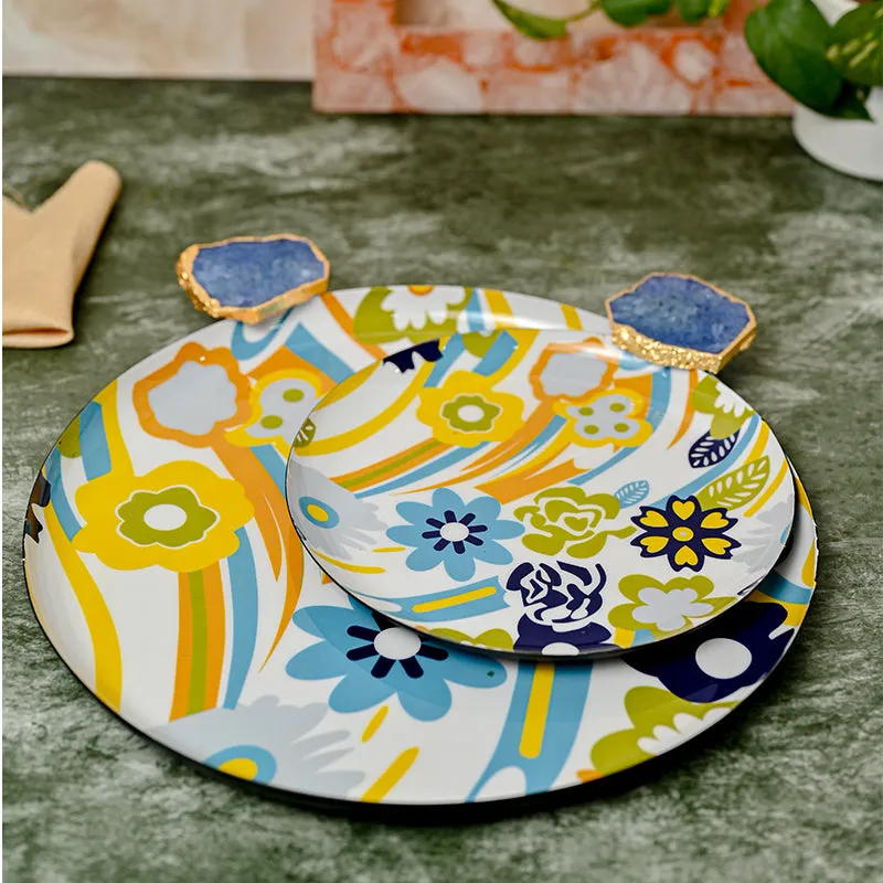 Ima Floral Metal Platter - Set of Two media 1