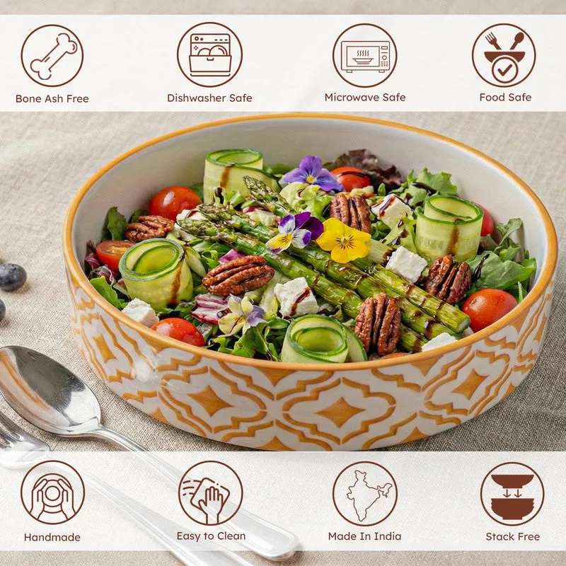Zalvo Ceramic Salad Bowl (700 mL Each) - Set Of Two media 6