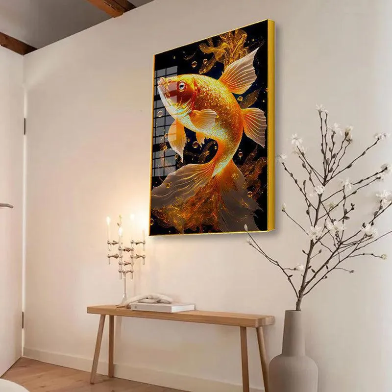 Auric Koi Modern Canvas Wall Art With Frame - Gold media 4