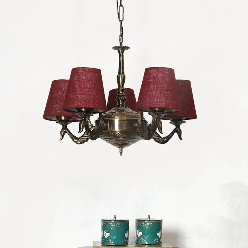 Brunette Conical Golden Antique Ceiling Lamp media 2