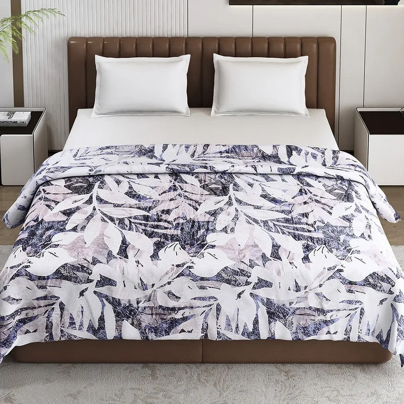Monte Carlo Greylora Floral Print Polyester Blanket (Light Blue) - 300 GSM media 3