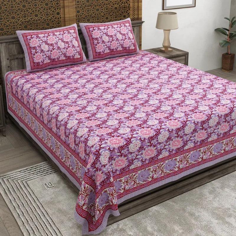 Bloomo Cotton Bedsheet (Purple,Pink) - 240 TC media 3