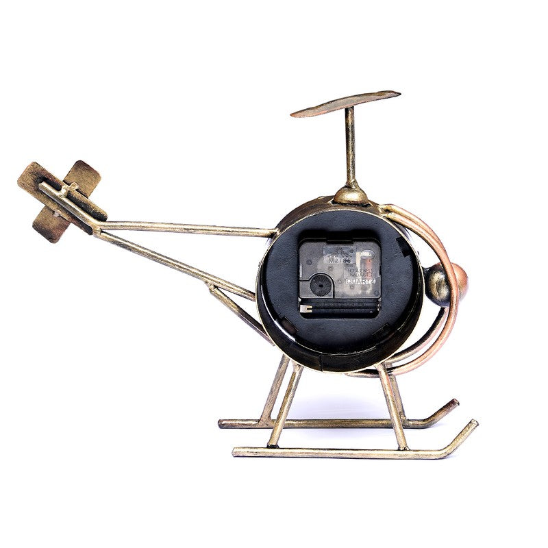 Vintage Copter  Accent Metal Table Clock media 7