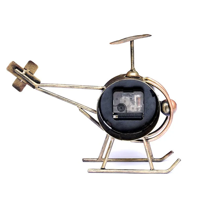 Vintage Copter  Accent Metal Table Clock media 7