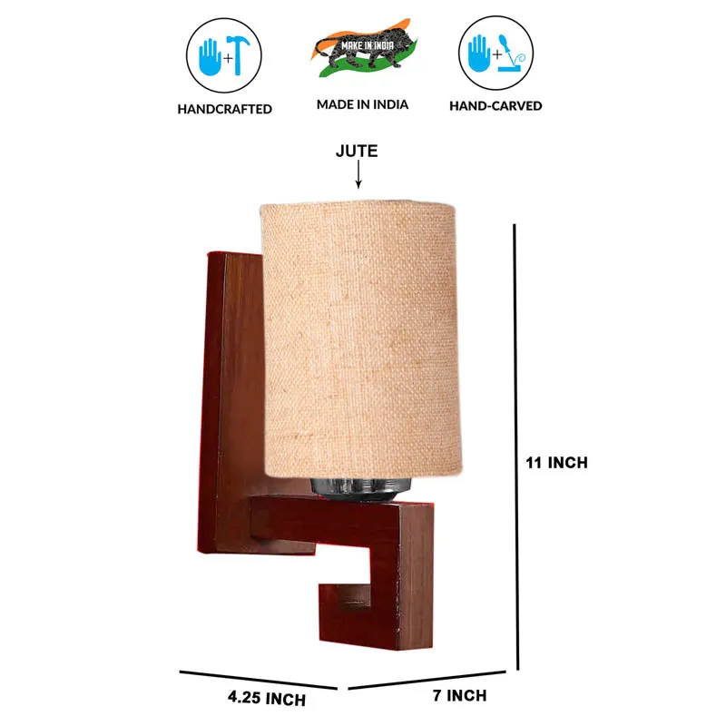 Pastel Cylindrical Wooden Wall Lamp media 5