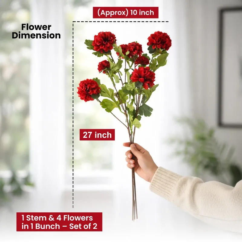 Rosvian Plastic Artificial Flower (Maroon) - Set Of Two media 9
