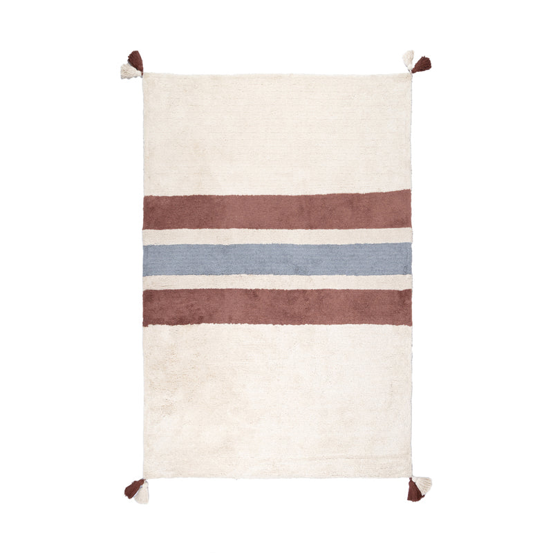 Orrivo Cotton Bath Mat - Beige & Maroon