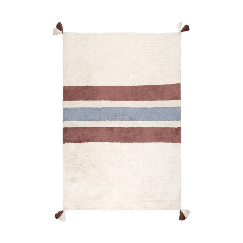 Orrivo Cotton Bath Mat - Beige & Maroon media 1