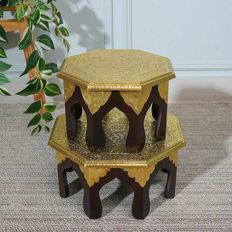 FolkStep Decorative Seating Stool - Set Of Two
