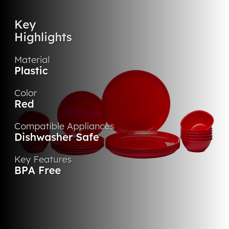 Mihaya Red Dinner Set (400 ml) - 24 Piece Set media 2