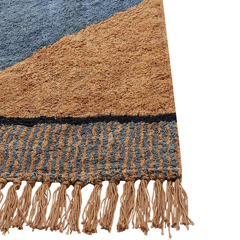 Plush Stripe Tufted Cotton Area Rug - Blue, Brown media 6