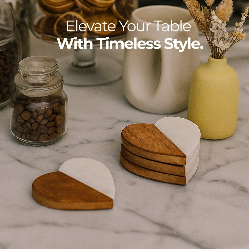 Heart Shaped Stone Acacia Wood Coasters media 6