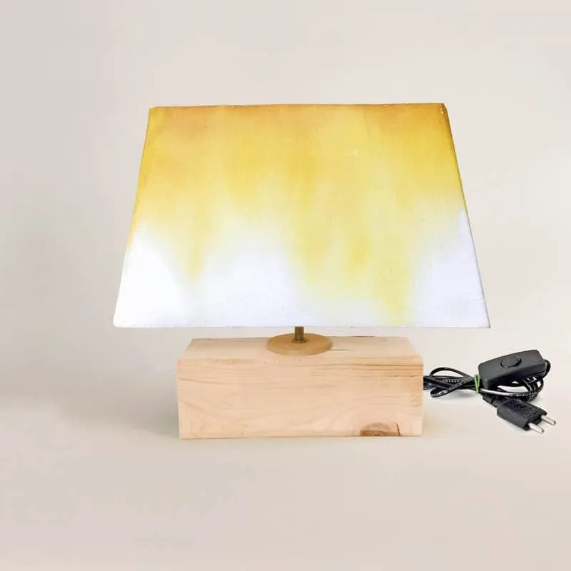 Grady Glow Recto Handpainted Fabric Table Lamp - Yellow,White,Brown media 5