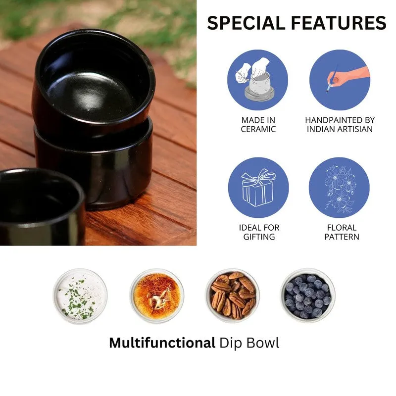 Culixa Ceramic Dip Bowls (Black ,50 mL Each) - Set Of Six media 7