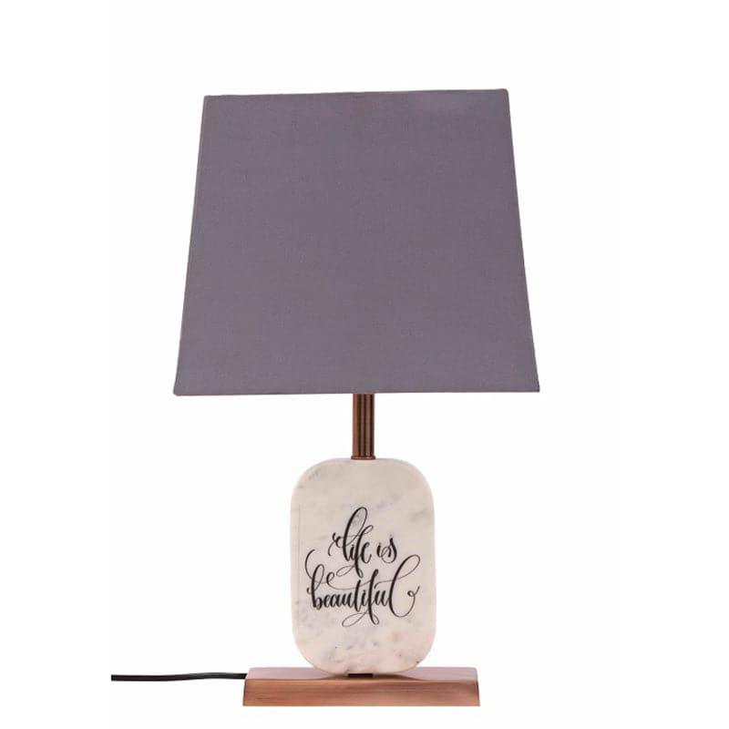 Life Light Printed Marble & Copper Base Fabric Table Lamp - Grey,White media 4