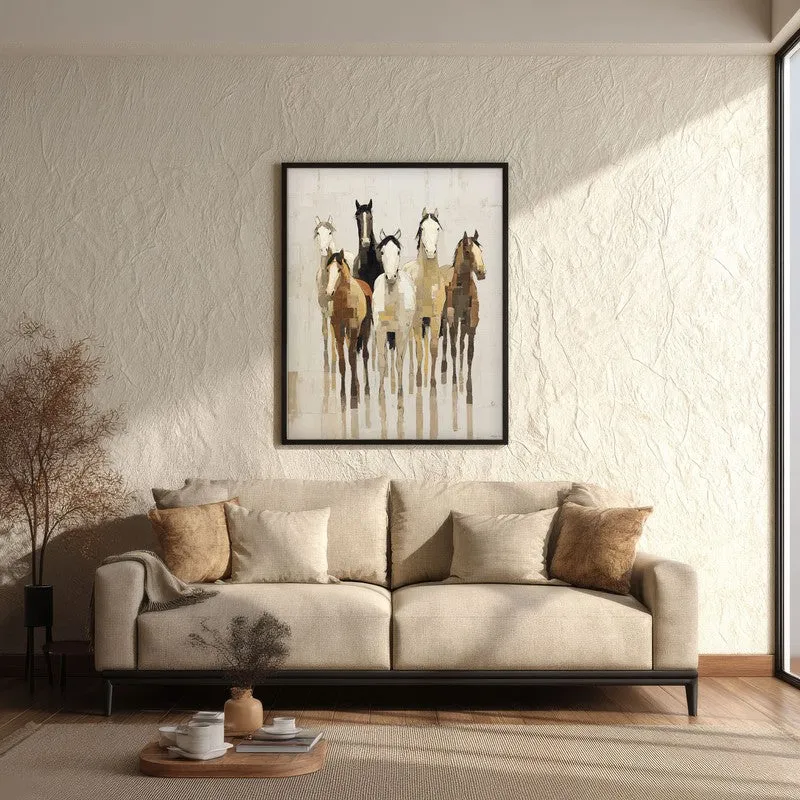 Flowing Horse Wall Painting With Black Frame media 3