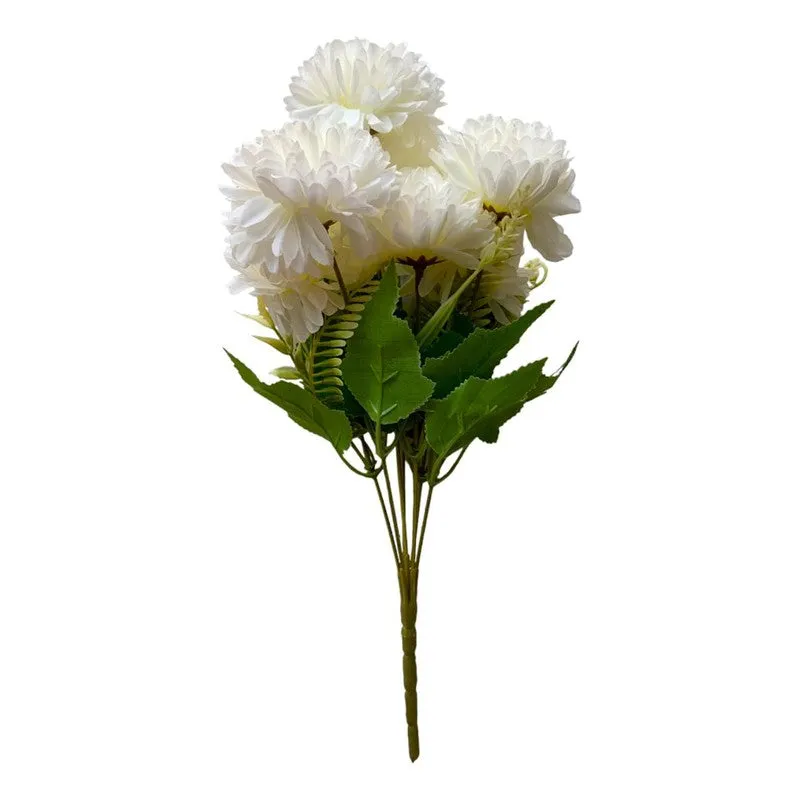 Hortensia Silk Chrysanthemum Artificial Flower - White media 4