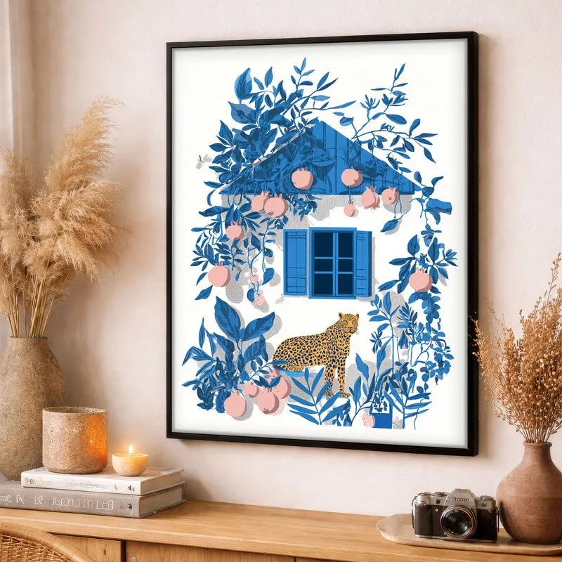 Azureleaf Blue Door Garden Canvas Wall Painting With Black Frame media 3