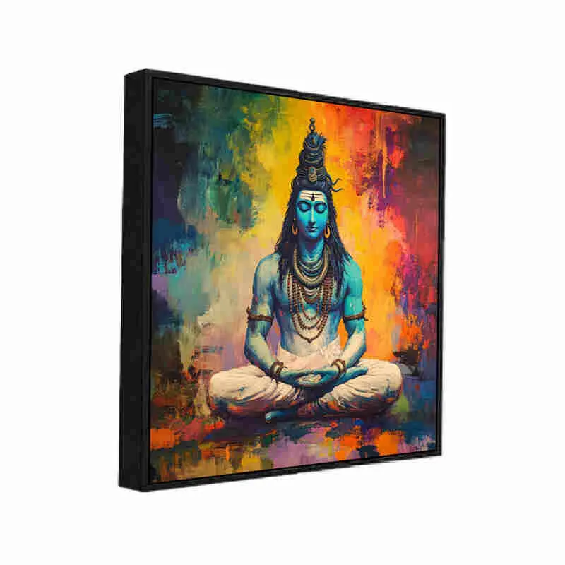 Vibrant Shiva Canvas Wall Art With Frame media 5