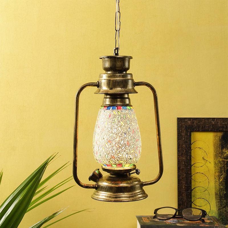 Siera Mosaic Lantern Glass Ceiling Lamp - Gold media 2