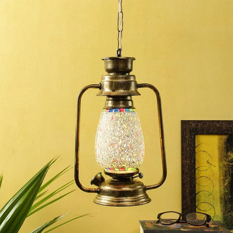 Siera Mosaic Lantern Glass Ceiling Lamp - Gold media 2