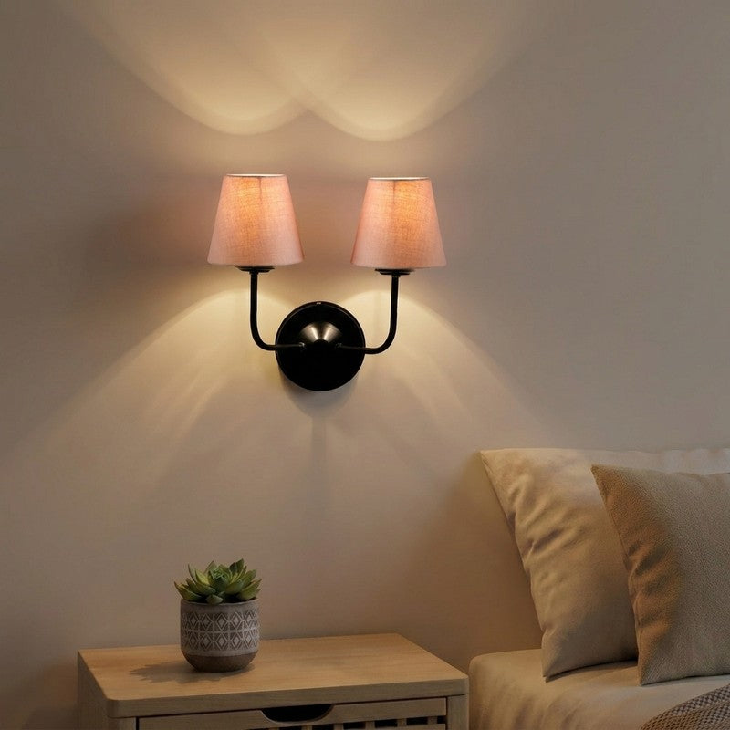 SoftGlow Twin Arc Cotton Wall Lamp - Beige