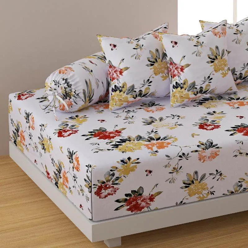 Swayam Nerine Floral Diwan Set - White media 3