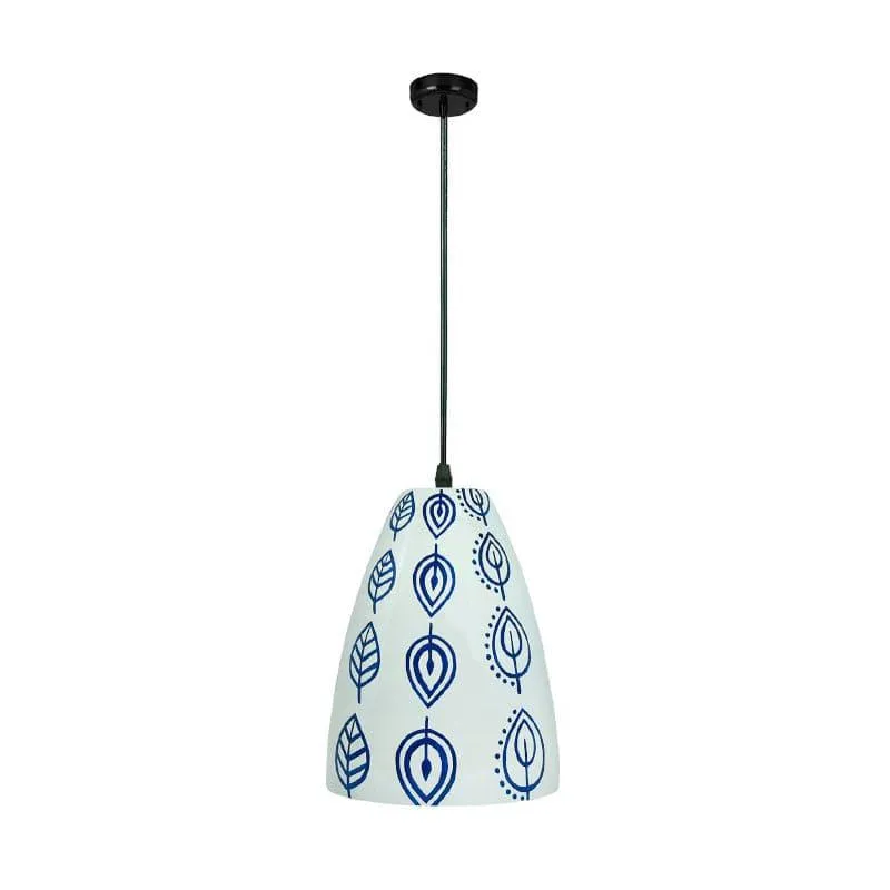 Foliage Finesse Hand Painted Glass Ceiling Lamp media 4