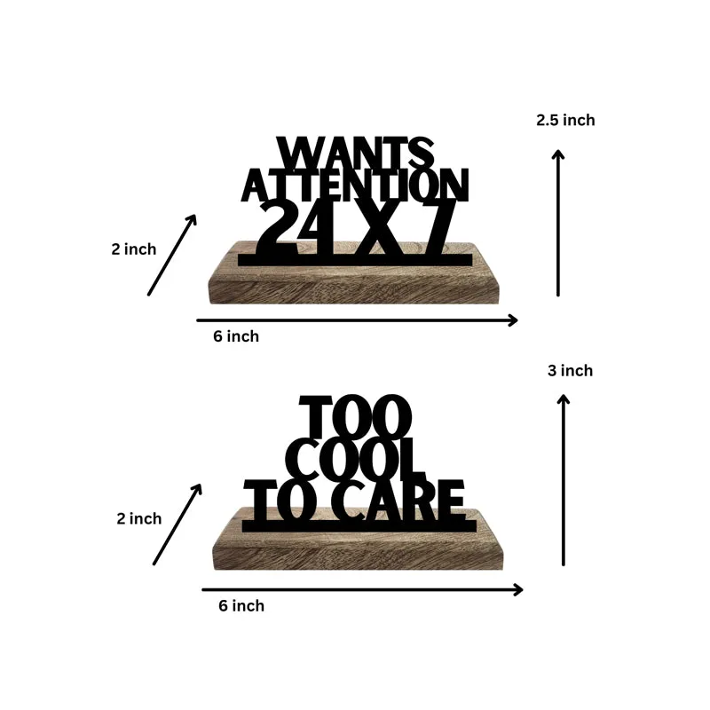 Too Cool To Care Typography Showpiece - Set Of Two media 5