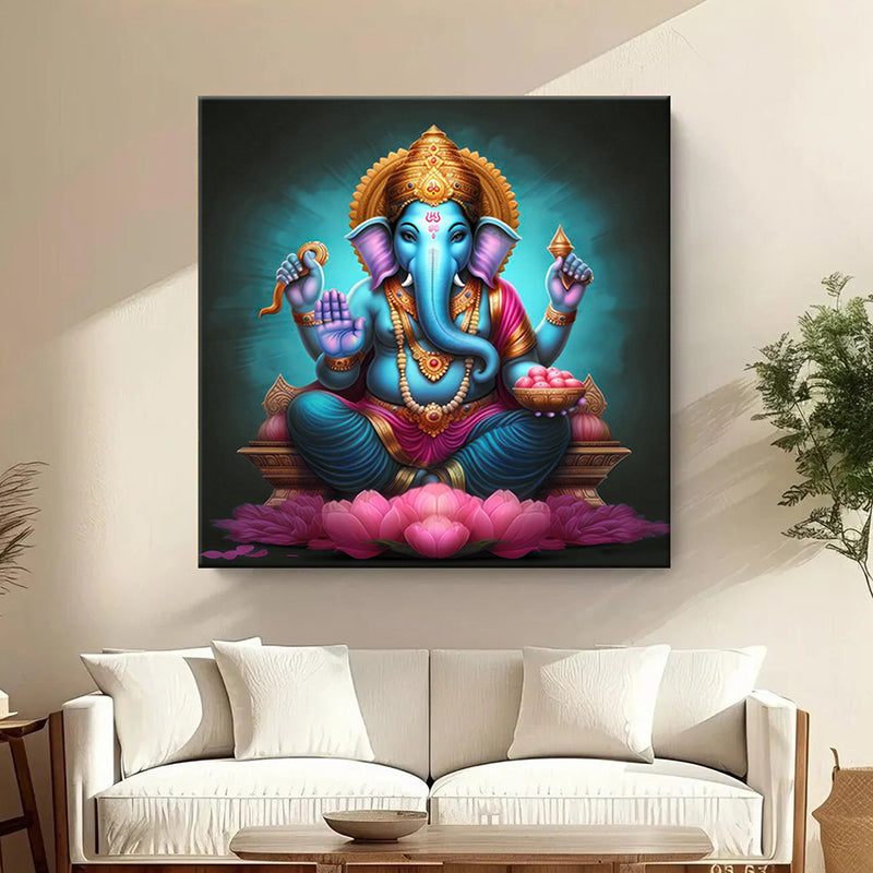 Lord Ganesha Poly Canvas Wall Painting