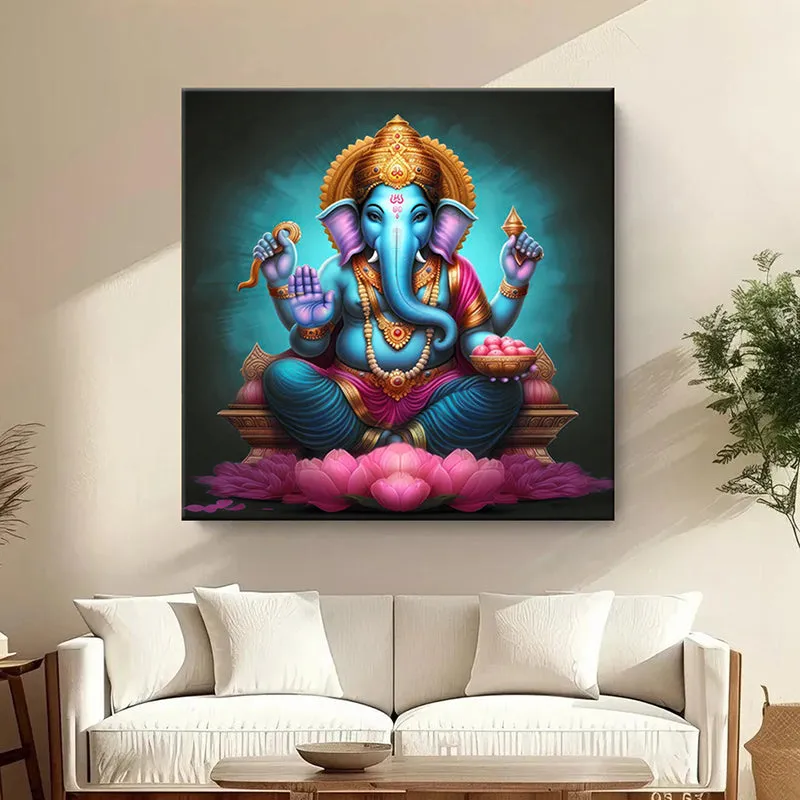 Lord Ganesha Poly Canvas Wall Painting media 1