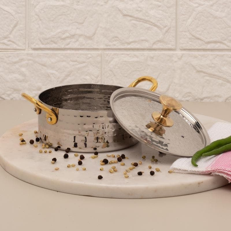Vintage Charm Hammered Round Serving Pot With Lid - 500 ML media 3