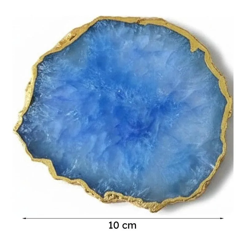 Celeste Handcrafted Crystal Agate Coaster (Blue) - Set Of Two media 5