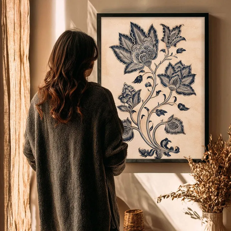 Pallavi Floral Line Art Canvas Wall Painting With Black Frame media 6