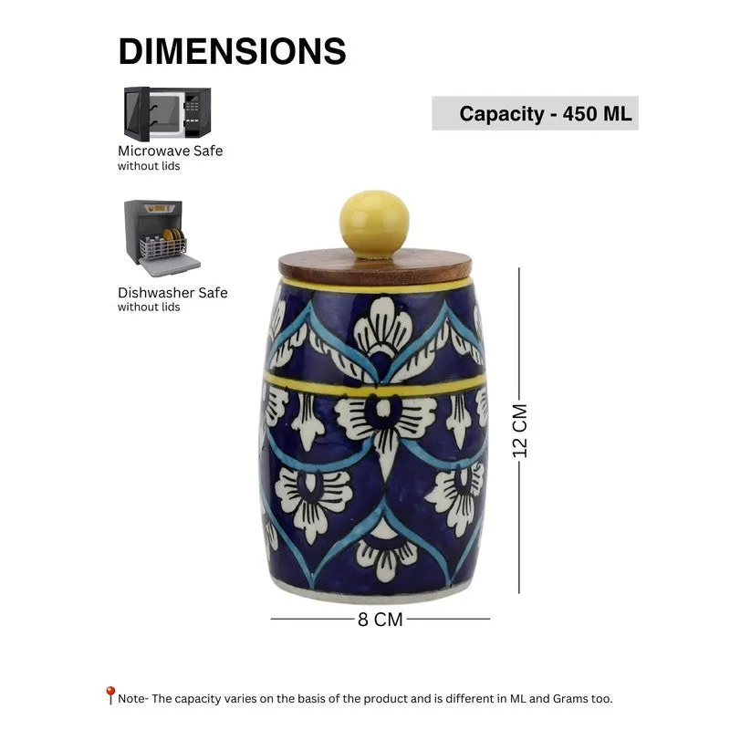 Elegant Hydration Ceramic Jar (Blue,550 mL Each) - Set Of Two media 8