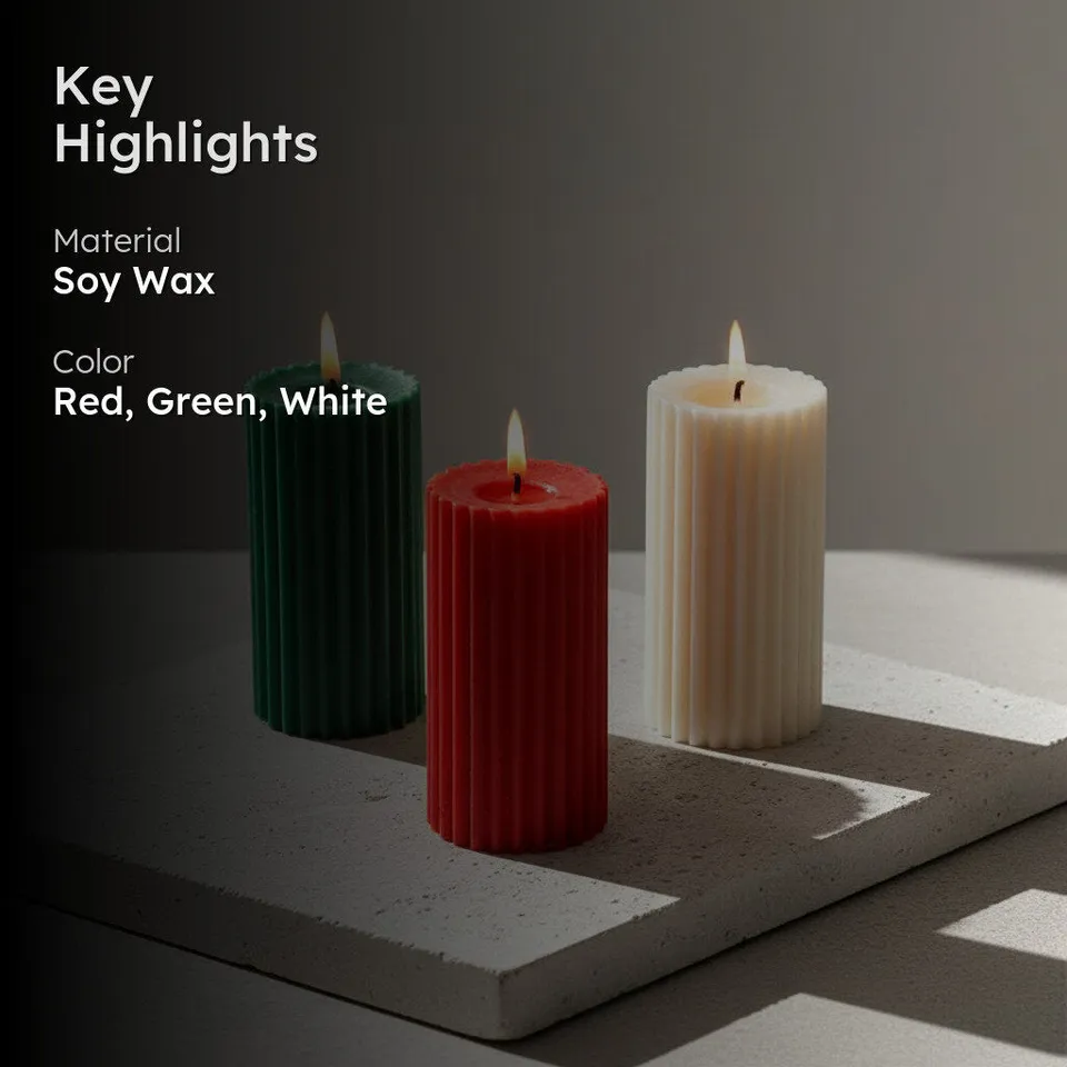 Combo of 3 Scented 'Belief' Pillar Candles media 2
