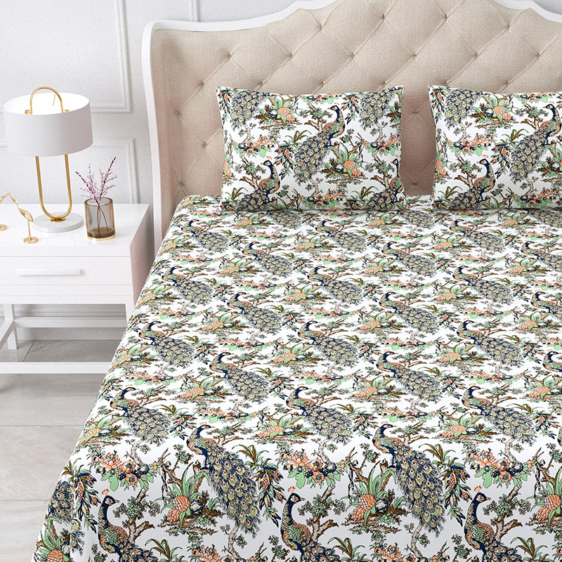 Vibrant Mor Floral Cotton Bedsheet (Multicolor) - 160 TC media 3