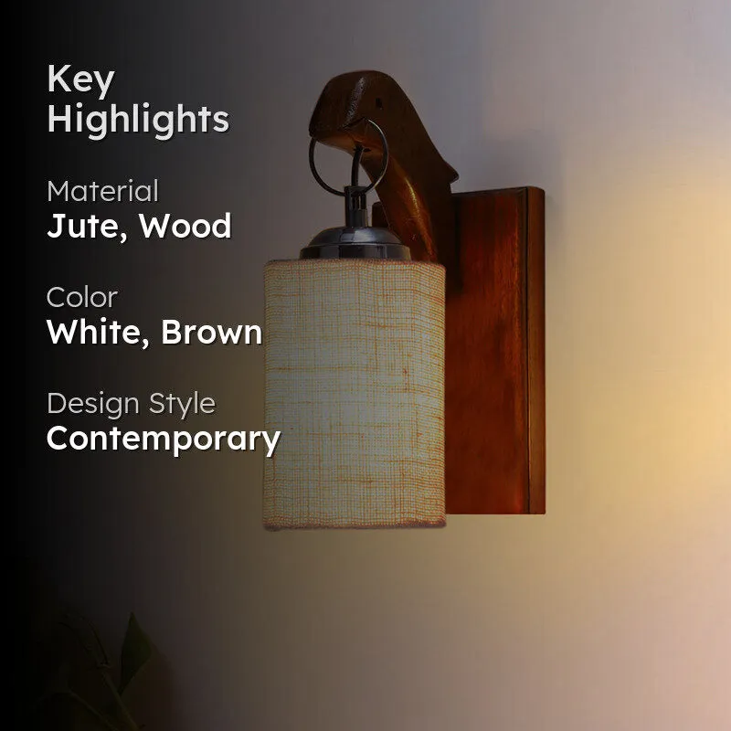 Estrella Jute & Wooden Wall Lamp - White media 2