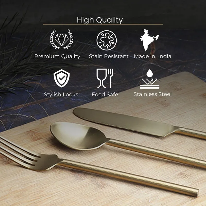 Zarifa Stainless Steel Spoon Set (Gold) - Set Of Six media 6