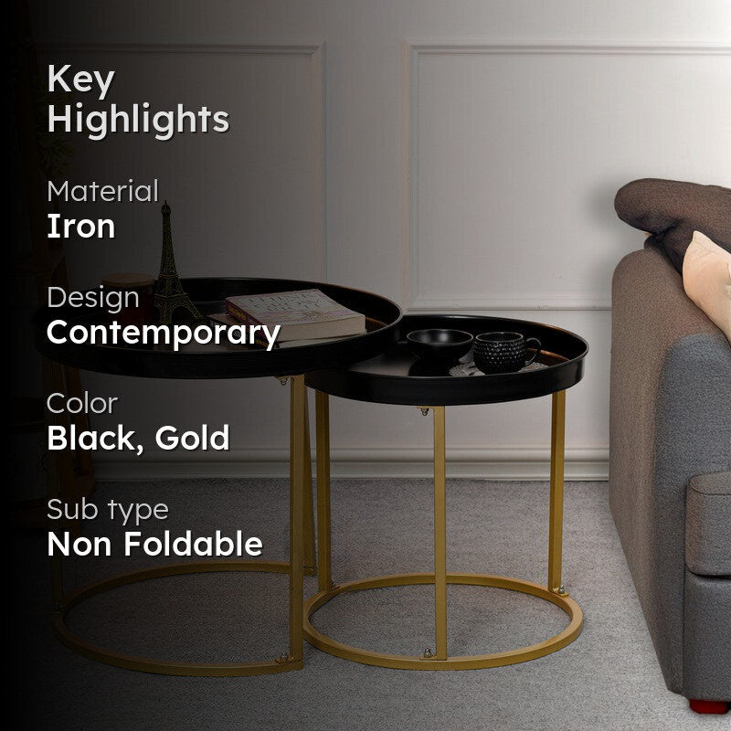 Noira Edge Center Table (Black & Gold) - Set Of Two media 2