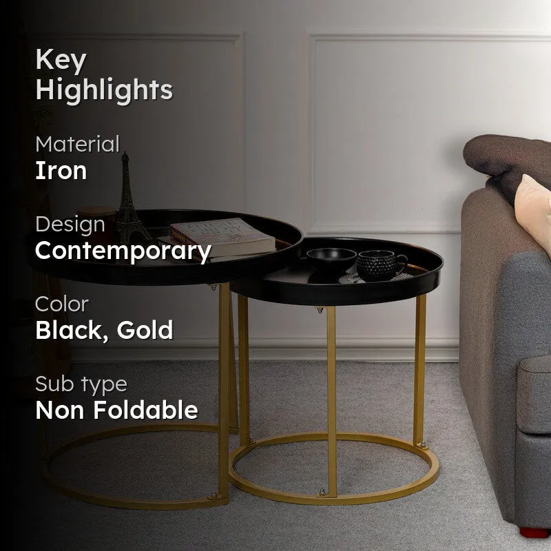 Noira Edge Center Table (Black & Gold) - Set Of Two media 2